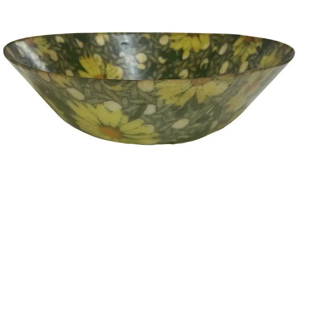 MCM Mid Century Fiberglass Bowl Diameter Daisy Daisies Size 11” x 3”
